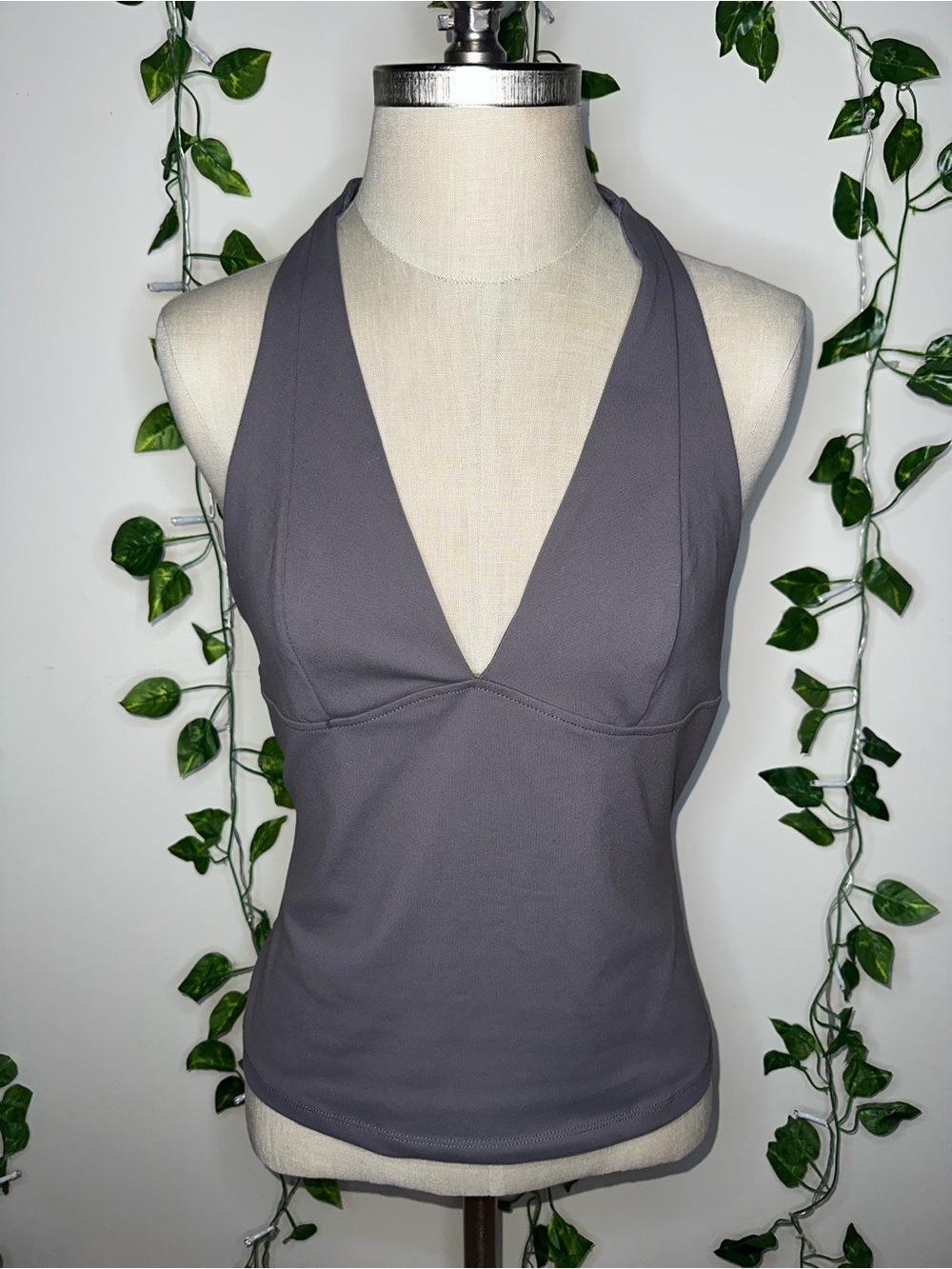 Have It All Backless Halter Top by Intimately Free People Grey